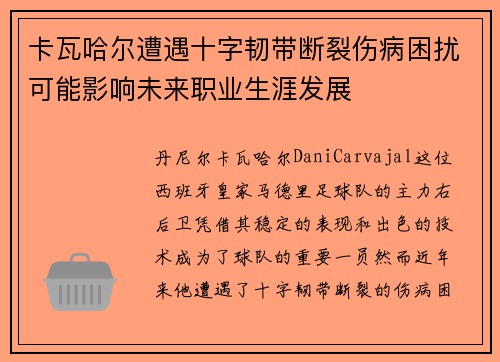 卡瓦哈尔遭遇十字韧带断裂伤病困扰可能影响未来职业生涯发展 卡瓦哈尔遭遇十字韧带断裂伤病困扰可能影响未来职业生涯发展